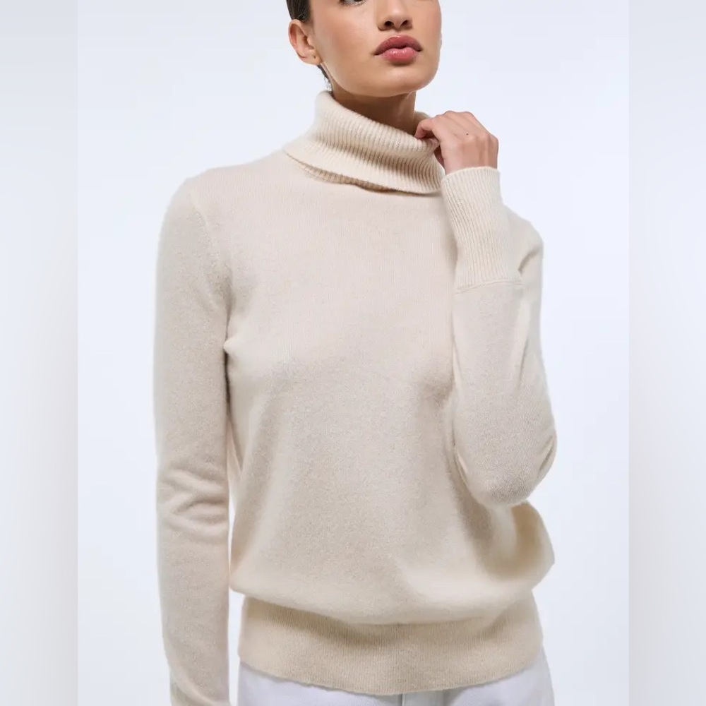 Hudson North Cashmere Cream Turtleneck Sweater